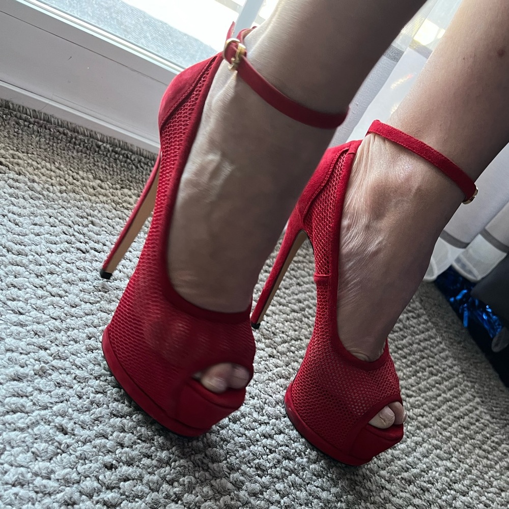 Red mesh heels - Picture 7 of 16
